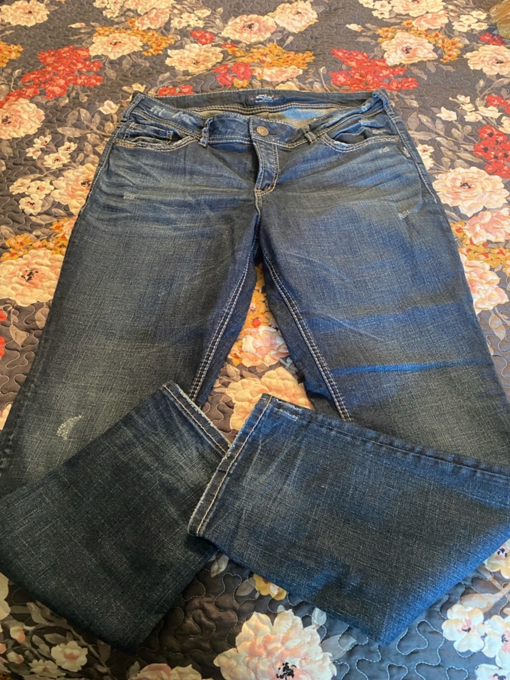Silver Jeans Women's Straight Leg Dark Blue Denim